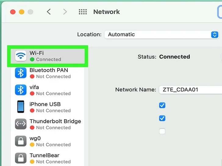 الضغط على Wi-Fi