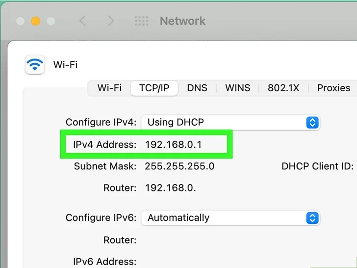 قراءة عنوان IP